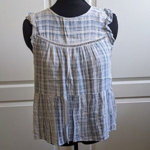 Rewind Top - loose flowy peplum gingham flutter sleeve